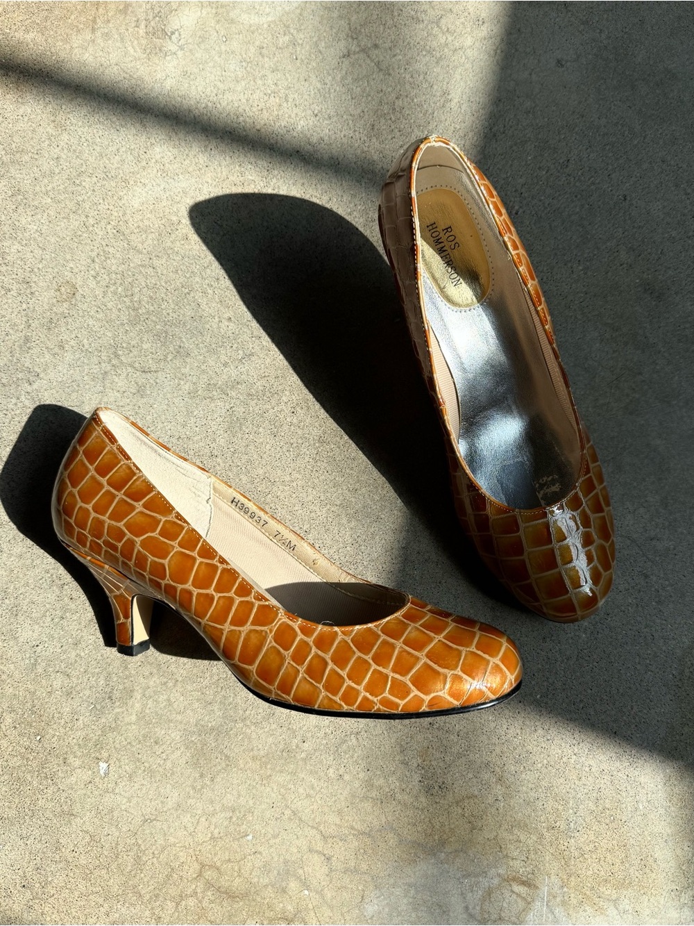 Vintage Ros Hommerson Patent Leather Croc Pumps